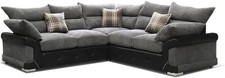 Graues 5-Sitzer-Sofa aus Leder & Stoff in L-Form – bequeme Jumbo Cord Eckcouch