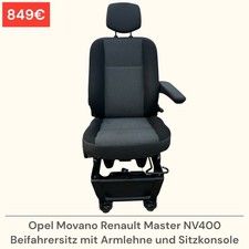Opel Movano Master NV400 Beifahrersitz Sitz Armlehne Einstellungsmöglichkeite