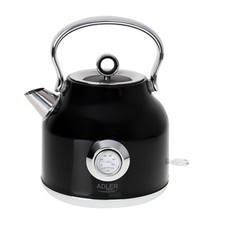 Edelstahl Wasserkocher Adler AD-1346B Retro-Design Kettle Schwarz 2200 Watt 1.7L