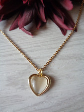 Elegante Kette gold "Herz" Katzenauge weiß