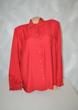 Knallrote Schurwolle Hemdbluse von DelMod Retro Vintage Rar, Gr. XL 48 wNeu