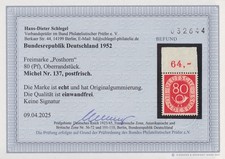 BUND POSTHORN 137 ** OBERRAND / NEUER LUXUS-FARBBEFUND SCHLEGEL - 750 M€ RARITÄT