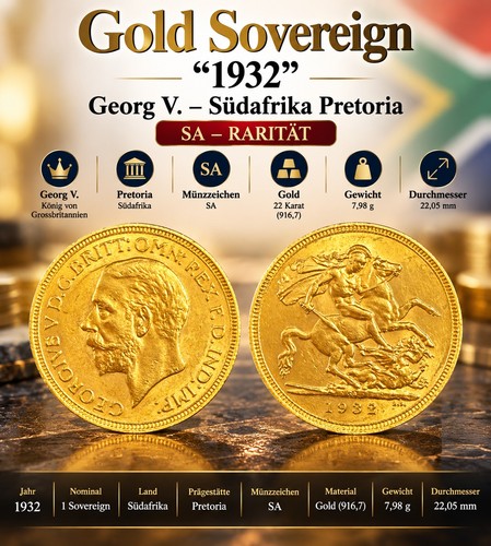 Gold sovereign 1932 sa georg - "1932",