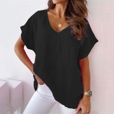 Damen Baumwolle Tunika V-Neck