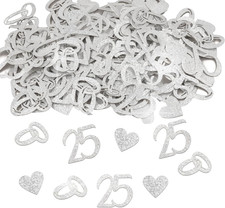 Silberhochzeit Deko 180 Stück Doppelseitige Streudeko Ringe Herzen 25 Jahre
