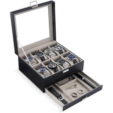 Uhrenbox mit Glasdeckel und 8