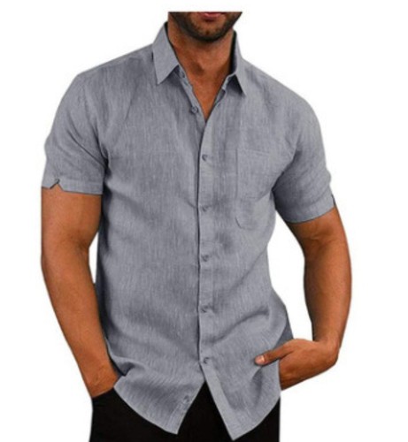 Herren kurzarm leinen hemd - leinen,