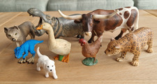 Schleich Tier Sammlung Gans Rind Flusspferd Leopard Wolf Henne Hund Dino