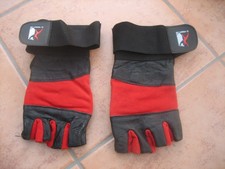 Handschuhe, ohne Finger, zum Trainieren an Geräten, schwarz rot, US Pr. Größe XL