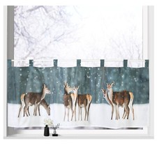 Scheibengardine Weihnachten Winter Hirsch Rehe Fensterdeko Deko Gardine Typ651