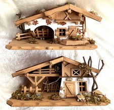 HOLZ Krippe Weihnachtskrippen mit Figuren Holzkrippe Varianten, Engel Figuren