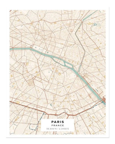 Paris stadtplan wandkunst - stadtplan,