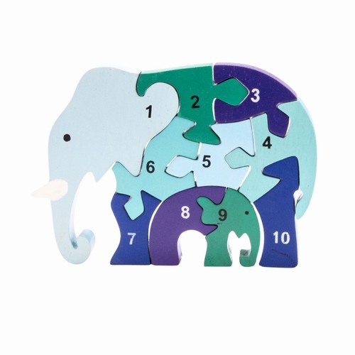 Holzpuzzle elefant mit zahlen - elefant,