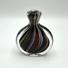 Bixl Schnupftabakflasche Flasche Glas Streifen Muster Glaskunst Überfang