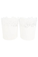 IKEA Vase Übertopf rund Metall Skandinavisch Modern Weiß Vogel Blumen 11cm