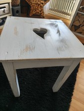Vintage Hocker Beistelltisch Tischchen Mit Herz weiss Holz Deko  Nostalgie 
