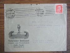 DR Firmenbrief Gebr. Rohland Bürsten- + Pinsel-Fabrik Halle (Saale) Motiv Bürste