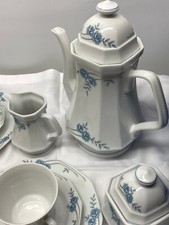 WINTERLING MARKTLEUTHEN KAFFEE-SERVICE  6 PERSONEN PORZELLAN + GRAU/BLAU