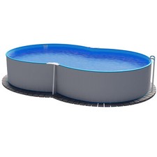 Stahlwandpool achtform 470x300x120 cm, Stahl 0,4 mm weiß, Folie 0,4 mm blau,