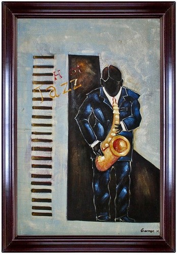 ölbild bluejazz saxophon - bluejazz,,
