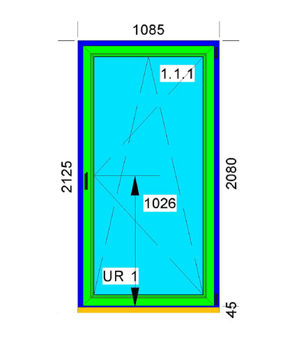 Fenster pvc 108 h 212 - fenster, x