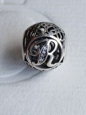 Original  Pandora Element, Charm Kugel, Buchstabe R, Zirkoniasteine, retired 