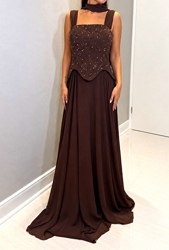Damen abendkleid braun - damen,