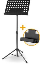Notenständer Notenpult Notenstativ Metall Lochblech Stabil Schwarz Set Ablagebox