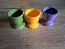 3   EMSA  Eierbecher  mit Fuß grün lila  gelb 70er