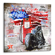 Leinwandbild Harley Davidson USA Pop Art Motorrad Wohnzimm Bilder Kunstdruck 