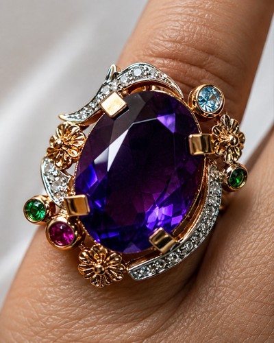 375 gold silber - gold, amethyst