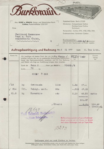 Cottbus rechnung 1936 - rechnung,