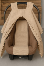 Set für Babyschale - Sitzauflage & Sonnenschutz Windschutz Sichtschutz Strick