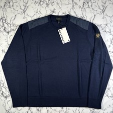 BELSTAFF Herren gewaschen marineblau Kerrigan Wolle Pullover GRÖSSE 3XL XXXL neu mit Etikett authentisch