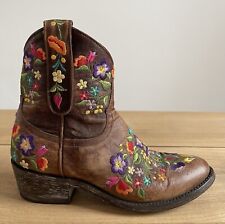 Orig. MEXICANA Boots Stiefel braun Boots Blumen Gr.35,5 NP698€