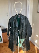 Motorradledermantel aus grünem Leder 40er-50er Jahre