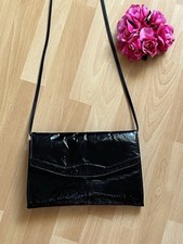 Orig. Retro Clutch teuer Lackleder Kroko-Prägung Handtasche glänzend hochwertig