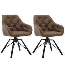 2x Esszimmerstühle drehbar mit Armlehnen Küchenstuhl Braun EZS61br-2