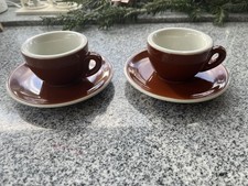 2x Espresso Tassen ACF inkl. Untertasse rund braun, Designklassiker