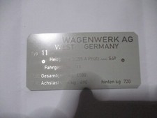 Typenschild Schild für VW Typ