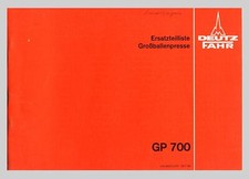 DEUTZ FAHR Großballenpresse GP 700 Ersatzteillste Original 1978 