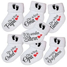 Baby Verkündung Socke Eltern Du wirst Papa Oma Opa Tante Onkel Großeltern 