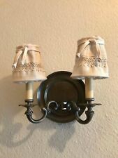 Wandlampe Landhausstil Metall Hütchen Bauernstil Stoff Schirmchen Lampe Leuchter