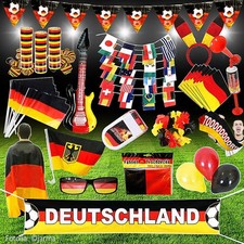 Deutschland Fanartikel Fahne Flagge Party Deko Hut WM EM Fußball Set Auswahl