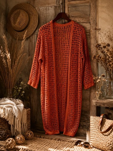 Langer netz cardigan orange - netz-cardigan,