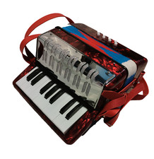 AKKORDEON nicht nur f. Kinder, 17 Tasten, 8 Bässe, Holz,Riemen,im Geschenkkarton