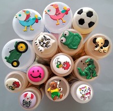 Kinder Knöpfe Dill Katze Frosch Traktor Smileys Pumuckel Vogel Dino Ball ... NEU