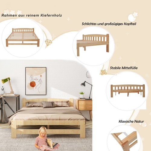 Massivholz natur bett mit - natur,