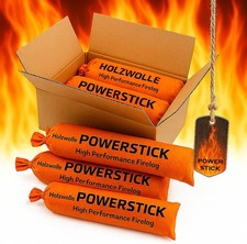 20 Stck Powerstick XXL Holzwolle Anzünder Kamin-Anzünder und Grill Anzünder