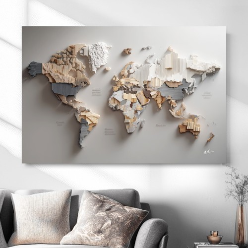 Weltkarte leinwand bild xxl - leinwand,